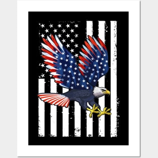Patriotic Eagle T-Shirt 4th of July USA American Flag Posters and Art